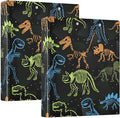 Dinosaur Skeleton Decorative 3 Ring Binder 1.5 Inch Large View Binders with Pockets File Organizer for Office College School, 2 Pack