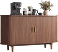 VASAGLE Storage Cabinet, Sideboard with Adjustable Shelves | Mid-Century Modern Buffet Cabinet, 55.1 x 15.7 x 29.5 Inch, for Living Room, Walnut, MIRIANA Collection ULSC631KX01