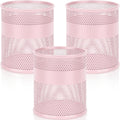 Segarty Pencil Holder, 3 Pack Pink Pen Holder, 3.3 x 3.9 inch Pencils Cups, Round Metal Pens Container Organizer for Office Supplies, School Classroom, Makeup Brush, Home Storage
