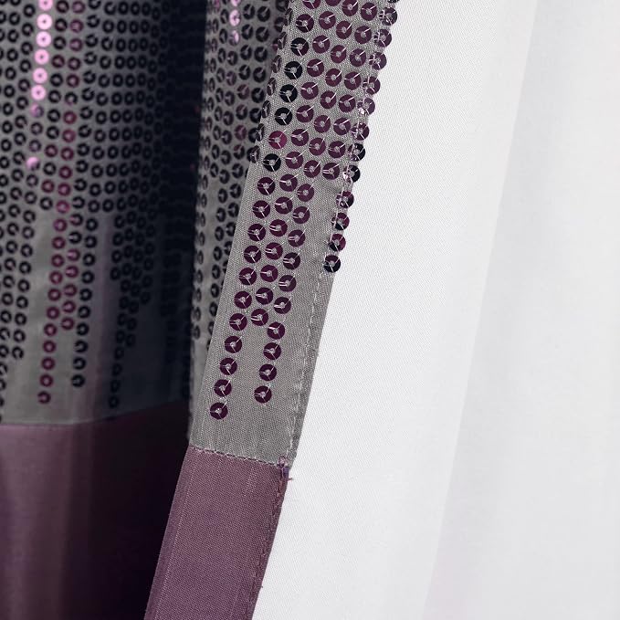 Lush Decor Night Sky 100% Blackout Lined Window Curtain Panel, Single, 42" W x 84" L, Purple & Gray - Sparkle Sequins & Color Block - Modern Glam Decor - Blackout Curtains For Bedroom & Living Room
