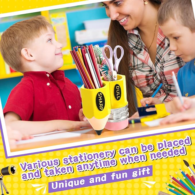 Cholemy Sharp Dull Pencil Holder for Classroom,Yellow | Pencil Dispenser Holder, Pencil Shaped Storage Organizer, Back to School, Students, Teachers, Library, Office Supplies