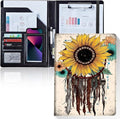 Padfolio/Portfolio Folder Clipboard,Padfolio Clipboard,Writing Portfolio Leather with Cover for Card Holder Slot Letter Size A4 for Office Conference Notepad Clip Boards,Sunflower Dream Catcher