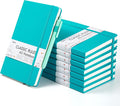 feela 8 Pack Notebooks Journals Bulk, Hardcover Notebook Classic Ruled Lined Journals with Pen Holder for Women Girls School Business Supplies, with 8 Black Pens, 120 GSM, 5.1”x8.3”, A5, Emerald