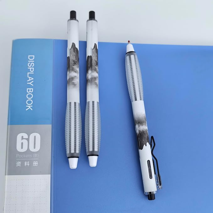 Fengtaiyuan Retractable Gel Pens, 0.5mm Fine Point Black Ink, Quick Dry Gel Pens with Triangular Silicone Grip, Ergonomic Non-Slip Smooth Writing for School Office Note Taking, 6 Pack