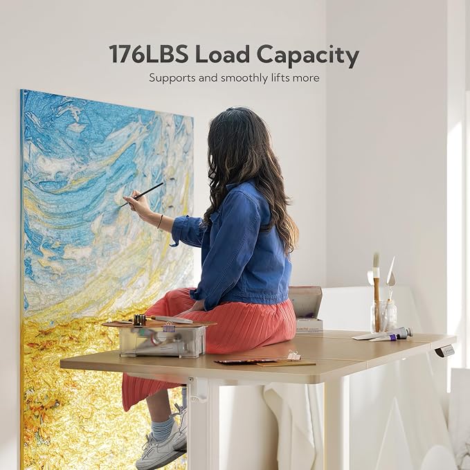 Claiks Electric Height Adjustable Standing Desk, 63x24 Inch, Nature | Smooth Height Adjustment, 3 Memory Presets, Cable Management Hub&Hook, Stable Steel Frame, 176lbs Capacity, Easy Assembly