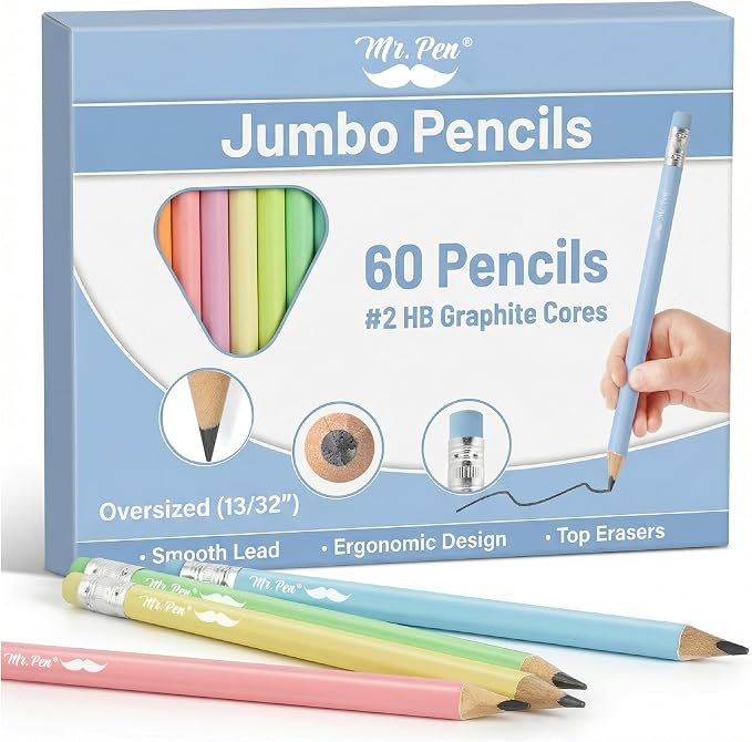 Mr. Pen- Jumbo Pencils, 60 pcs, Preschool Pencils, Large Pencil