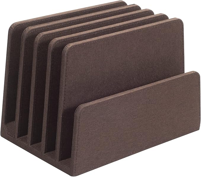 MobileVision Executive Dark Brown Desktop File Folder Organizer and Paper Tray, 5 Slot Dividers