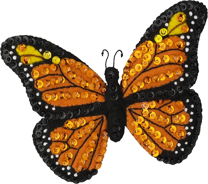 Bucilla Felt Applique 6 Piece Ornament Making Kit, Butterfly Garden, Perfect for DIY Arts and Crafts, 89488E