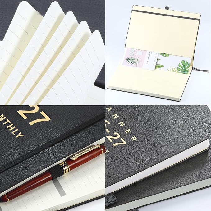 Planner 2026-2027 - 8.5" x 11" 2026-2027 Planner Weekly and Monthly, July 2026 - June 2027, Faux Leather Cover, Pen Holder, Pocket, 25 Notes Pages, A4 Premium Paper - Gray