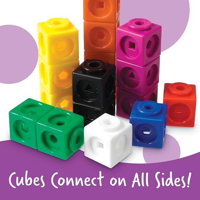 Learning Resources MathLink Cubes Elementary Math Activity Set - | Math Manipulatives, Color Linking Cubes for Kids, Number Cube Toys, Classroom Counting Activity, Stem Learning Activities
