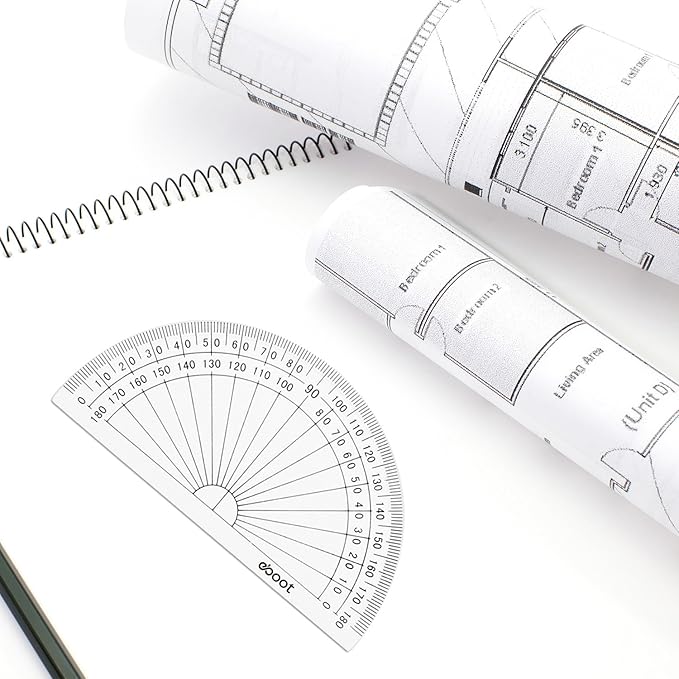 20 Pack Plastic Protractor, 180 Degrees Protractor for Angle Measurement Student Math, 4 Inches, Clear