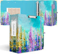 3 Ring Binder 3 Inch Ring, Three Ring Binders for Letter Size 11" x 8.5" with 6-Tab Dividers, 2 Pockets, Binder with Clip for School and Office Supplies-Purple Oil Painting