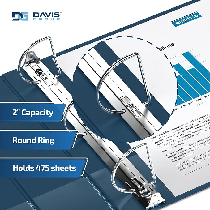 Premium Economy 6-Pack 3-Ring Binders for School or Office, D-Ring Binders, 2 Inch, Navy Blue