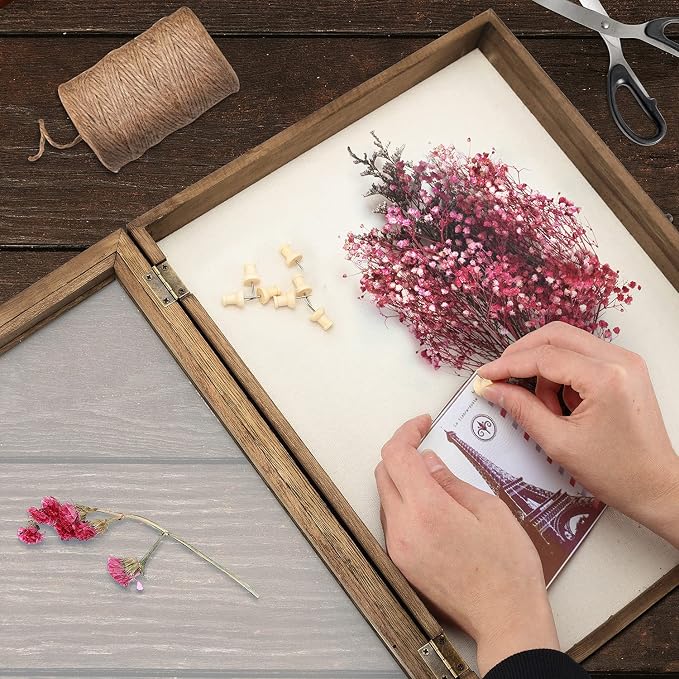 TJ.MOREE Large Shadow Box 13x16 Display Case Wood Picture Frame Carbonized | Fits 12x15.6 Inserts with Linen Back Rustic Keepsake Box with Glass for Memorabilia Bridal Shower Wedding Flowers Gifts
