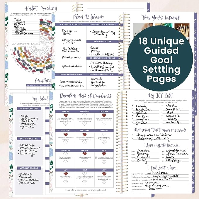bloom daily planners 2026-2027 Planner - Academic Year (July 2026 - July 2027) Monthly & Weekly Soft Cover Planner for Women - 13 Month Calendar Agenda Book with Stickers - 5.5" x 8.25" - Seaside Whimsy