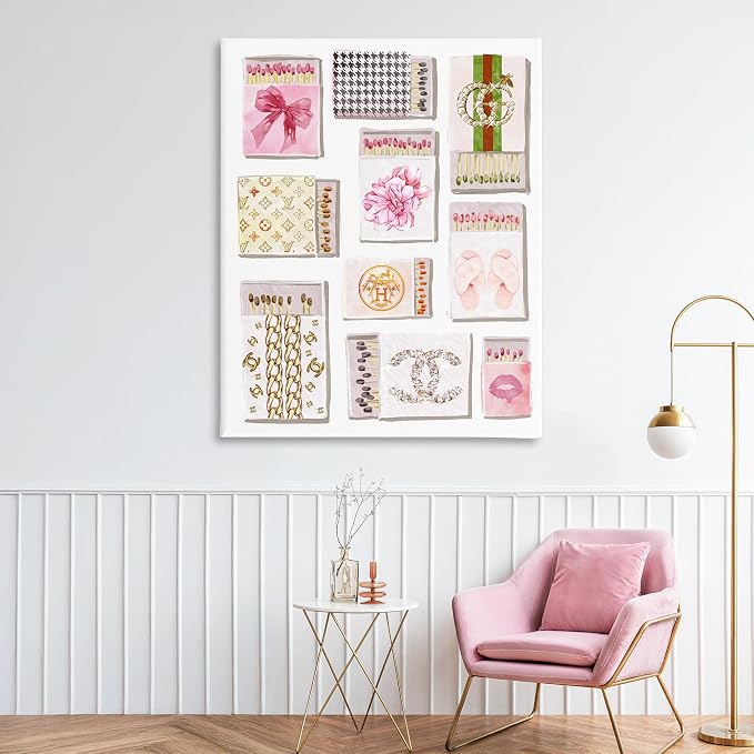 Stupell Industries 'Glam Girl Matchboxes'| Canvas Art | Stupell Industries | 36 x 48 Inches, Easy to Hang and Sturdy, Made in USA, by Ziwei Li