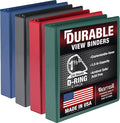 Samsill Durable 1.5 inch 3 Ring Binder, D Ring Binder, 100% Recycled Chipboard, Basis Assortment, 4 Pack