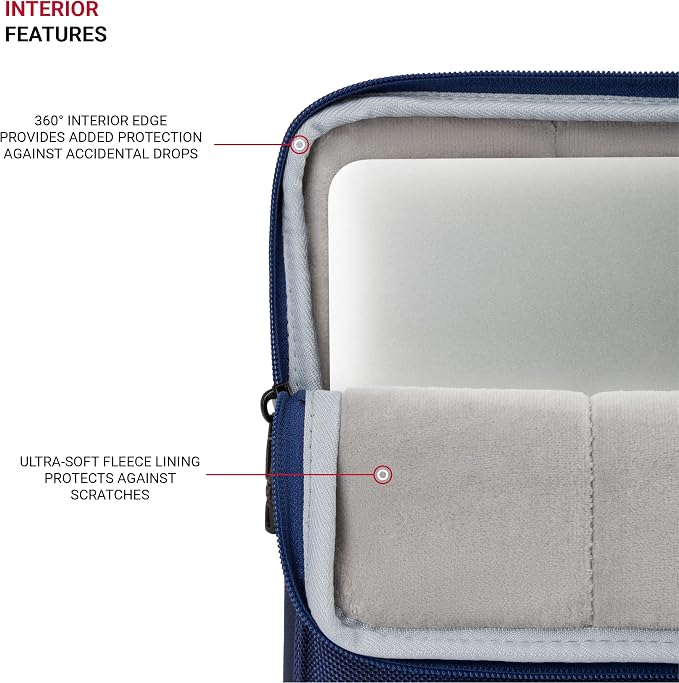 SwissGear Padded Zippered Laptop Sleeve, Micro-Twill Laptop Case with Fleece Lining & Front Webbing
