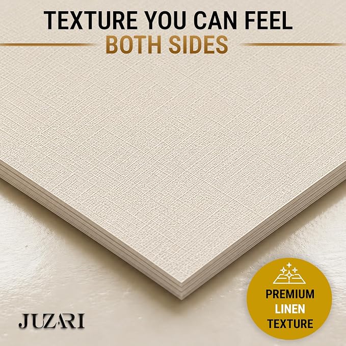 50 Sheets Ivory Linen Paper Textured Cardstock 8.5 x 11, 100 lb Card Stock Paper Letter Size Cardstock for Invitations, Greeting Cards, Card Making, Crafting, Die Cutting and DIY Projects
