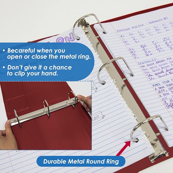 BAZIC Products 2" Burgundy 3-Ring View Binder, Slant-D Ring, 2 Pockets | 2 inside pockets, 2 in Burgundy view 3-ring binder, slant-D rings, holds up to 480 sheets, Durable poly cover, 2 Pockets