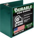 Samsill Durable 6 inch 3 Ring Binder, Locking D Ring Binder, Customizable Clear View Cover, Green, Holds 1225 Pages