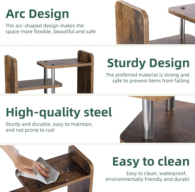 Desktop Organizer,Office Storage Rack,Wood Small Bookshelf,Brown | Display Shelf,Office Shelf,Desk Organizer Small Tabletop Hutch for Office,Dorm,Living Room,Counter Top