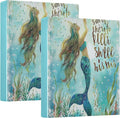 Mermaid Round Ring Binders 1.5 Inch Tail Scale Sea Ocean Wave 3 Ring Clipboard Binder for Office School Work Supplies File Folder 200 Sheet Capacity Easy Open 2 Pieces