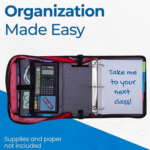 Case-it School Zipper Binder | 3" O-Rings | 600-Sheet | D-146 Unicorn Magic | Mighty Zip Tab, 5-Subject Expanding File Folder, Multiple Pockets, Storage Organizer, Shoulder Strap, Office
