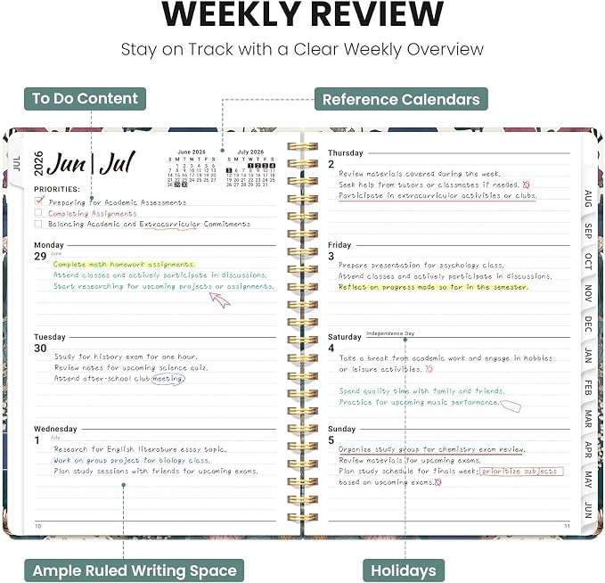 ZOTIA Planner 2026-2027 Weekly & Monthly Calendar Planner Jul 2026-Jun 2027