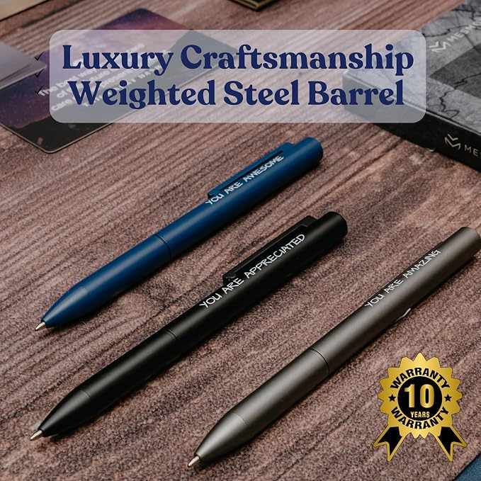 MESMOS 3pk Luxury Metal Ballpoint Pens, German-Made Ink, Teacher Appreciation Gifts Ideas, Teacher Gifts, Teachers Supplies, Thank You Gift for Men, Cool Desk Accessories, Nice Pens for Mens