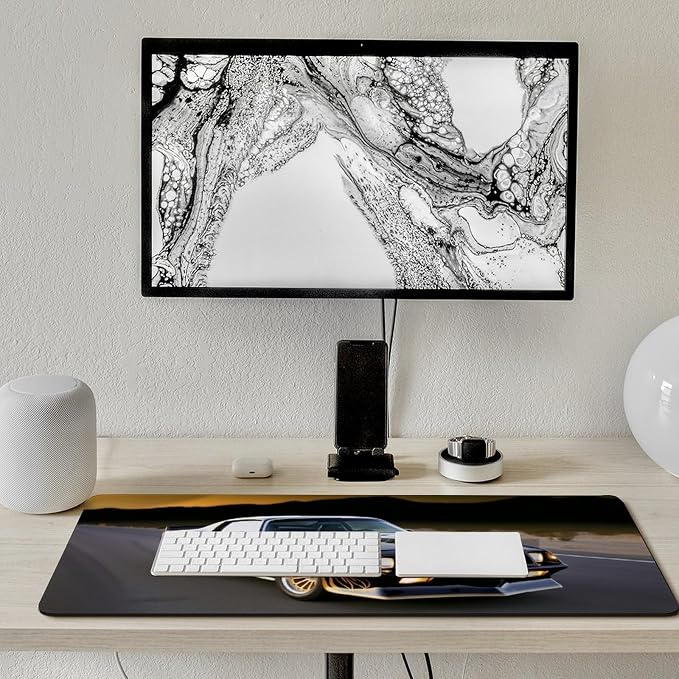 Classic American Muscle Car Mouse Pad Gaming Cool Mousepad Large Extended Computer Desk Pad Mat with Non-Slip Rubber Base Vintage Office Desk Accessories 35.4" x 15.7"