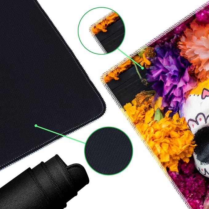 Desk mat Personality Pattern Large Protective Mat, Smooth Surface Soft Mousepad, Waterproof Non-Slip Desk Mat, 31.5x11.8 in Sewn Edge Office/Home Desk Mat, Candy Skull