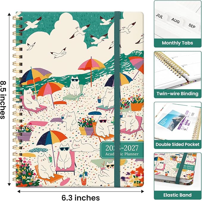 Academic Planner 2026-2027, Jul 2026-Jun 2027 Monthly & Weekly Planner