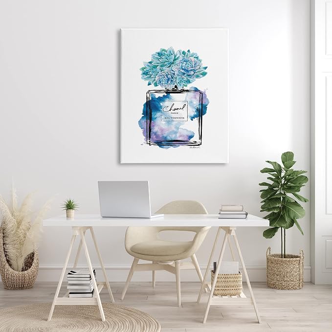 Watercolor Perfume Bottle Floral, 36 x 48 Inch Canvas Wall Art | Stupell Industries · By Amanda Greenwood · Ready to hang · Ideal for bedroom or office · Made in USA
