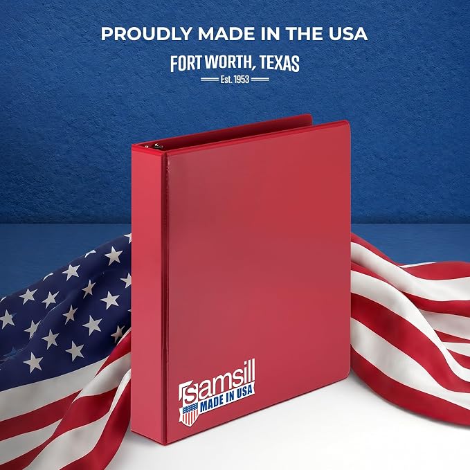 Samsill 1.5 Inch 3 Ring Binders, Economy Round Ring, Clear View Cover, 325 Sheet Capacity - for School, Home, Office - Red, 4 Pack