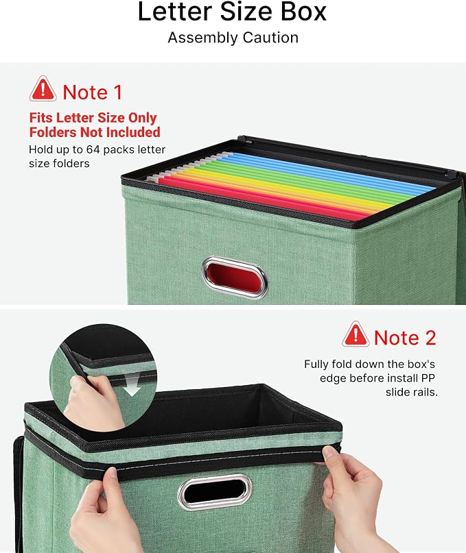 Oterri File Box Small 1-Pack Mesh Pockets Hanging Organizer for Letter-Size | Dustproof Lid. 3 Mesh Pockets. Collapsible Scratch-Resistant GRS Linen. Slide Rails. Office, Home, Dorm