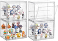 Acrylic Display Case for Collectibles, 3 Tier Figure Display Box 4 Pack | Clear Stackable Display Stand with Magnetic Door, 2 Movable Plates, Small Easy Assembly Showcase for Mini Action Figures