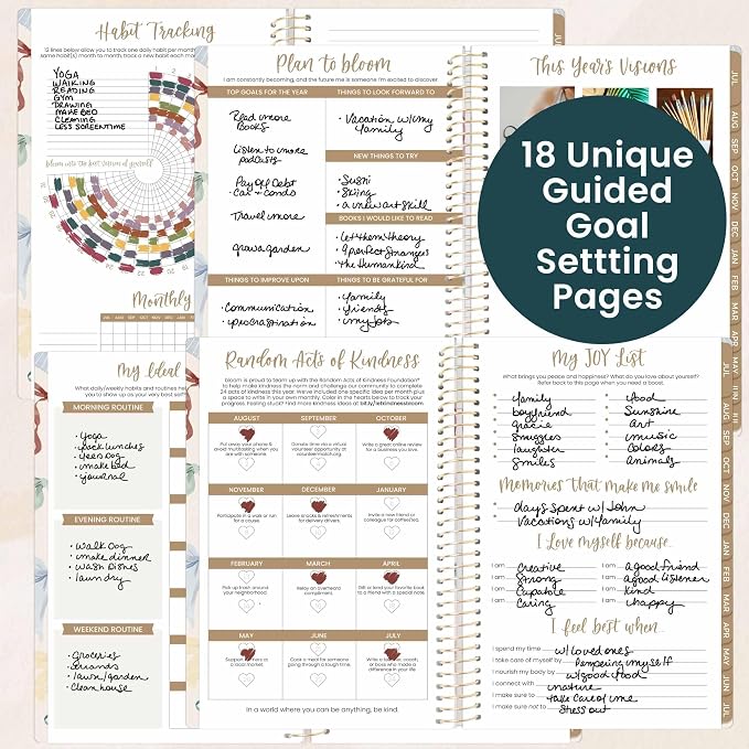 bloom daily planners 2026-2027 Planner - Academic Year (July 2026 - July 2027) Monthly & Weekly Soft Cover Planner for Women - 13 Month Inspirational Agenda Book with Stickers - 5.5" x 8.25" - Bows