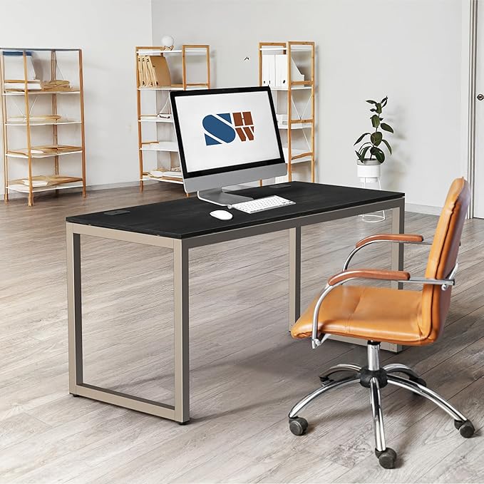 SHW 55-Inch Commercial-Grade Office Computer Desk, Espresso | 10-Year Limited Warranty
