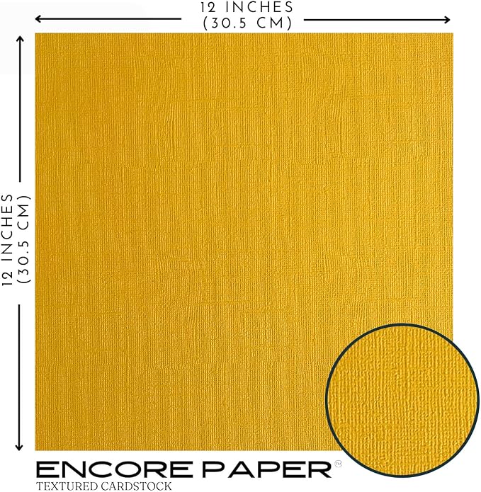 Golden Amber—12x12 Textured Cardstock | 80lb Textured Yellow Scrapbook Paper | Premium Cardstock for Cricut Cutting | 25 Sheets