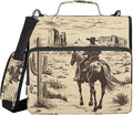 ATTX Desert Cowboy Zipper Binder with Adjustable Padded Strap - 3 Ring 500 Sheet Capacity Binder Bag with Multi-Pocket Organizer, Fits 12 Inch Laptop