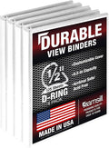 Samsill Durable 0.5 inch 3 Ring Binder, D Ring Binder, 100% Recycled Chipboard, White, 4 Pack