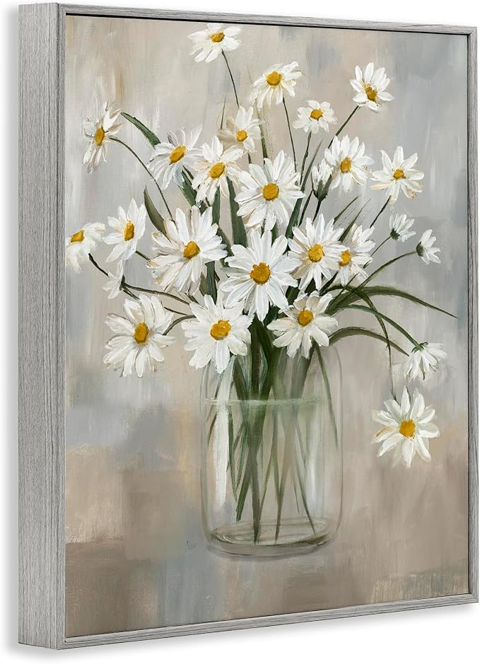 'Potted Daisy Bloom Bouquet'| Framed Giclee Art | Stupell Industries | Gray, 16 x 20 Inches, Easy to Hang and Sturdy, Made in USA, by Nan