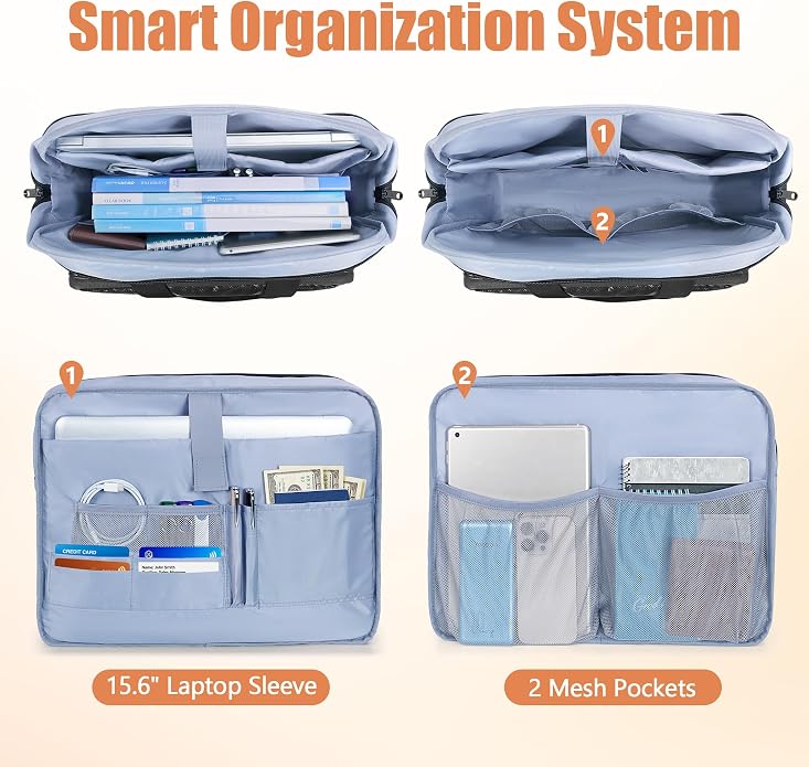 Fireproof Document Bag with Accordion File Organizer | Document Safe Storage 15.6" Laptop Sleeve, Reflective Strip, Handle & Shoulder Strap
