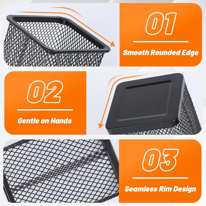 Segarty Pen Cup Holder, 6 Pack Square Black Pen Holder for Desk, Metal Mesh Pencil Cups Bulk for Office Supplies, School Classroom, Desktop Accessories, Makeup Brush