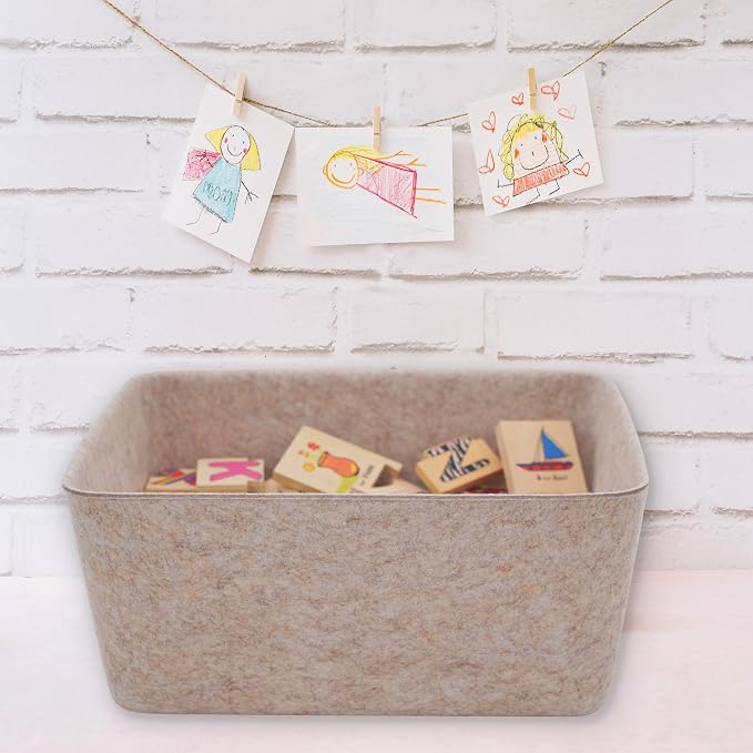 Felt Wide Deep Drawer Organizer Caddy Natural Oatmeal Closet Storage