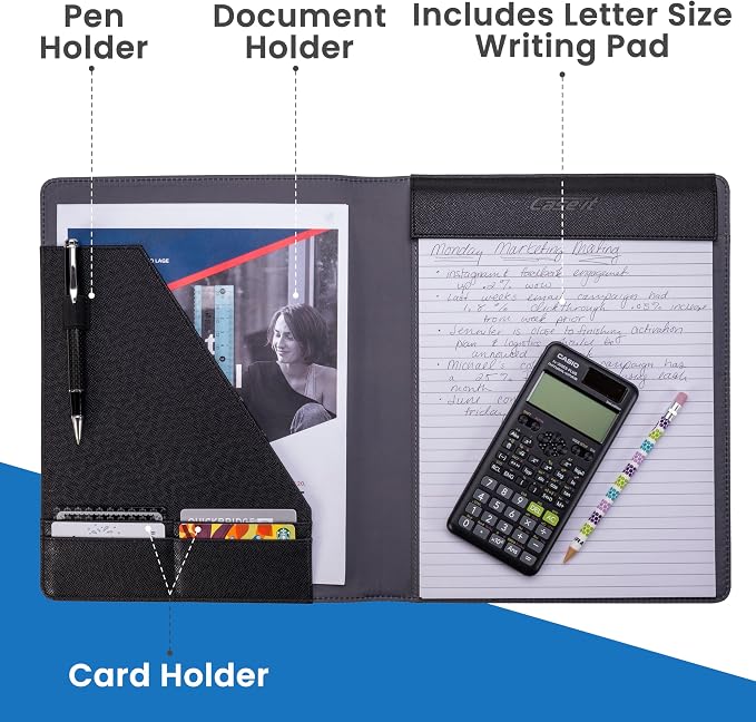 Case-it Business Padfolio | Letter Size | PAD-14 Black | Premier, Letter Size Writing Pad, School & Office