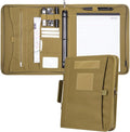 Kosibate Tactical Padfolio Portfolio Binder with Zipper and 25 Sheets of Letter Size Paper,Notebook Cover,Tactical Notebook with Zippered for Folders,Detachable 3-Ring Binder(A4,Khaki,13.5X 11.5Inch)