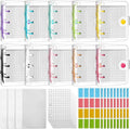 Yahenda 10 Sets Mini Transparent 3 Ring Binder Covers with Inner Papers Storage Bags Label Sticker Clear Soft PVC Loose Leaf Notebook Cover Protector Pockets (Clear)