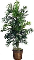 Nearly Natural 56 in Artificial Areca Palm Tree with Basket Floor Plant | Thirty-Two Lifelike Leaves, Wicker Basket Included, Maintenance-Free Indoor Accent, Home and Office Decor